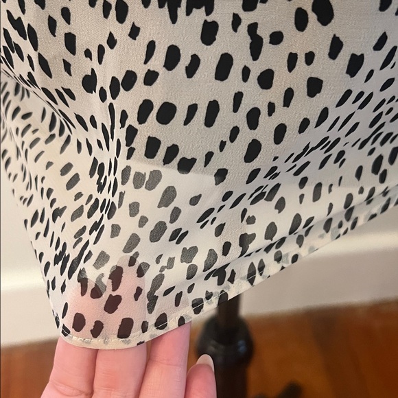 Express Sheer Black and White Polka Dot Women's Top - Picture 5 of 8